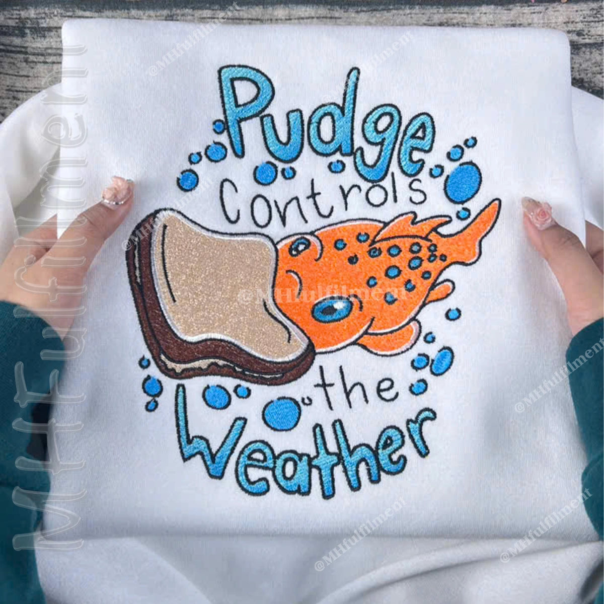 Pudge Controls The Weather Fish Embroidered T-Shirt, Lilo And Stitch Movie, Magic Kingdom Family Trip Tee, Matching Shirt