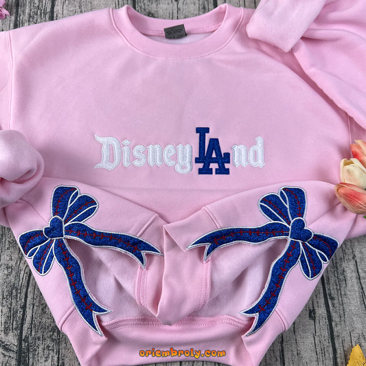 Dodgers Crewneck embroidery Sweatshirt, Side Bow Applique