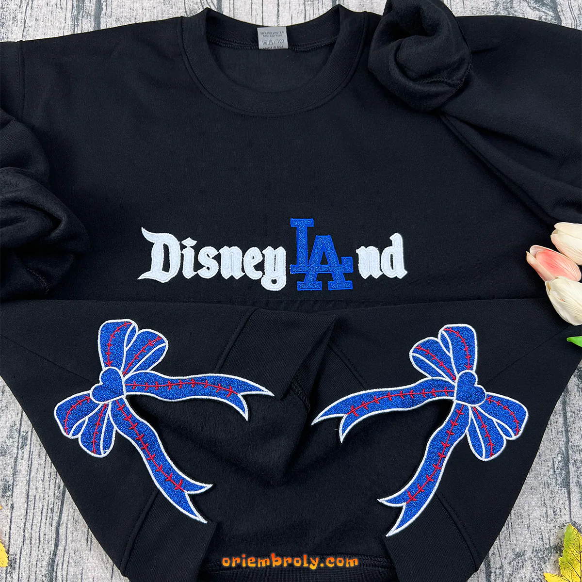 Dodgers Crewneck embroidery Sweatshirt, Side Bow Applique