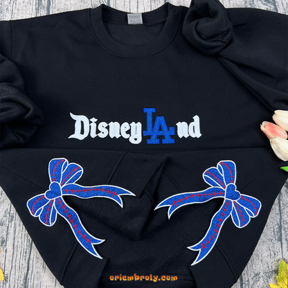 Dodgers Crewneck embroidery Sweatshirt, Side Bow Applique