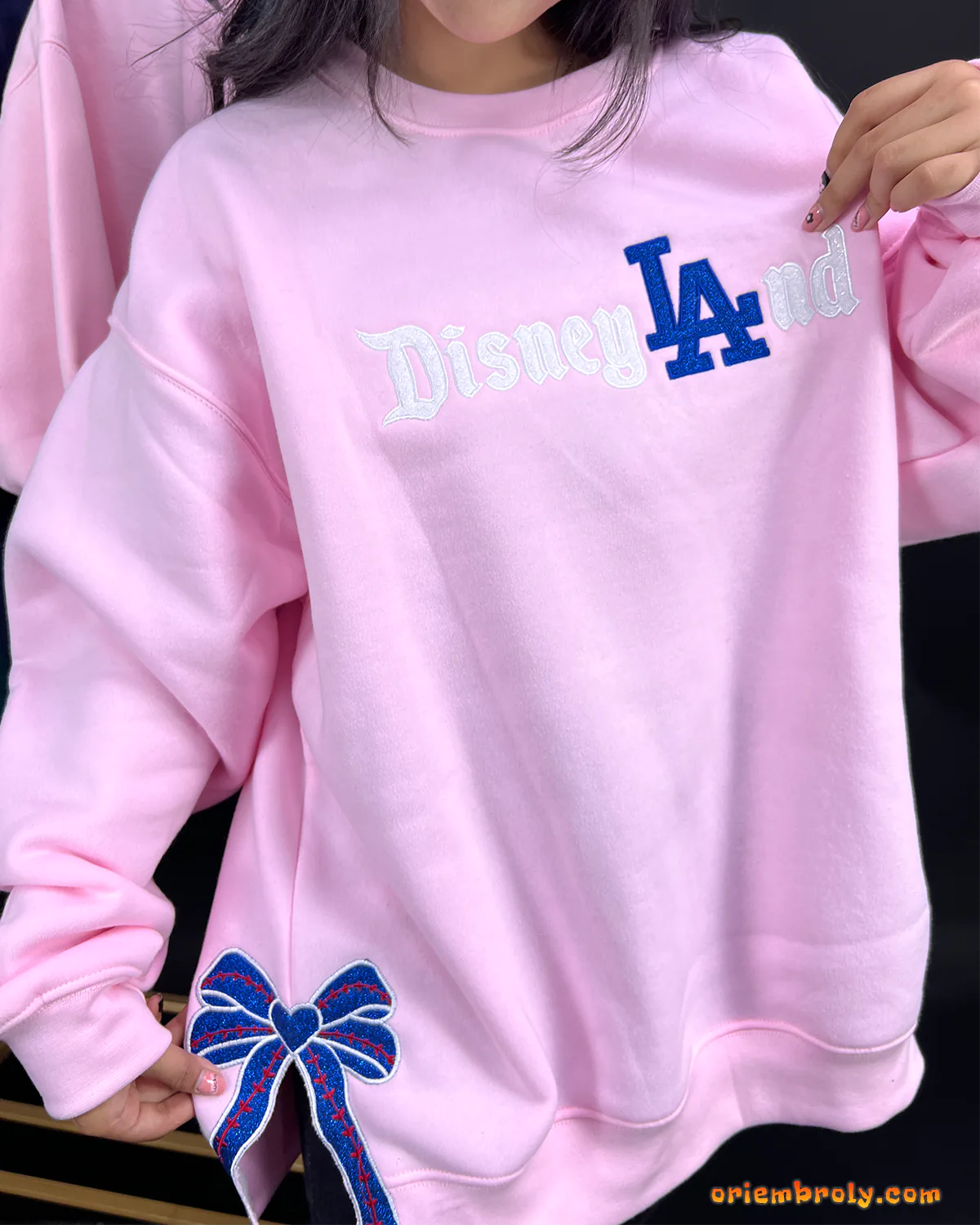 Dodgers Crewneck embroidery Sweatshirt, Side Bow Applique