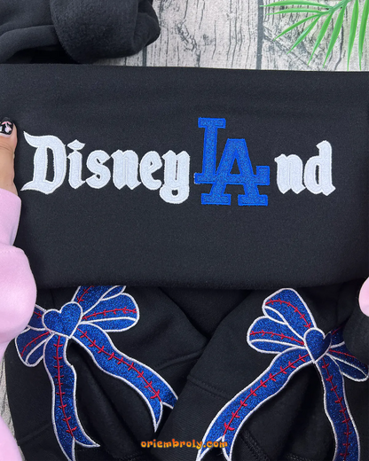 Dodgers Crewneck embroidery Sweatshirt, Side Bow Applique