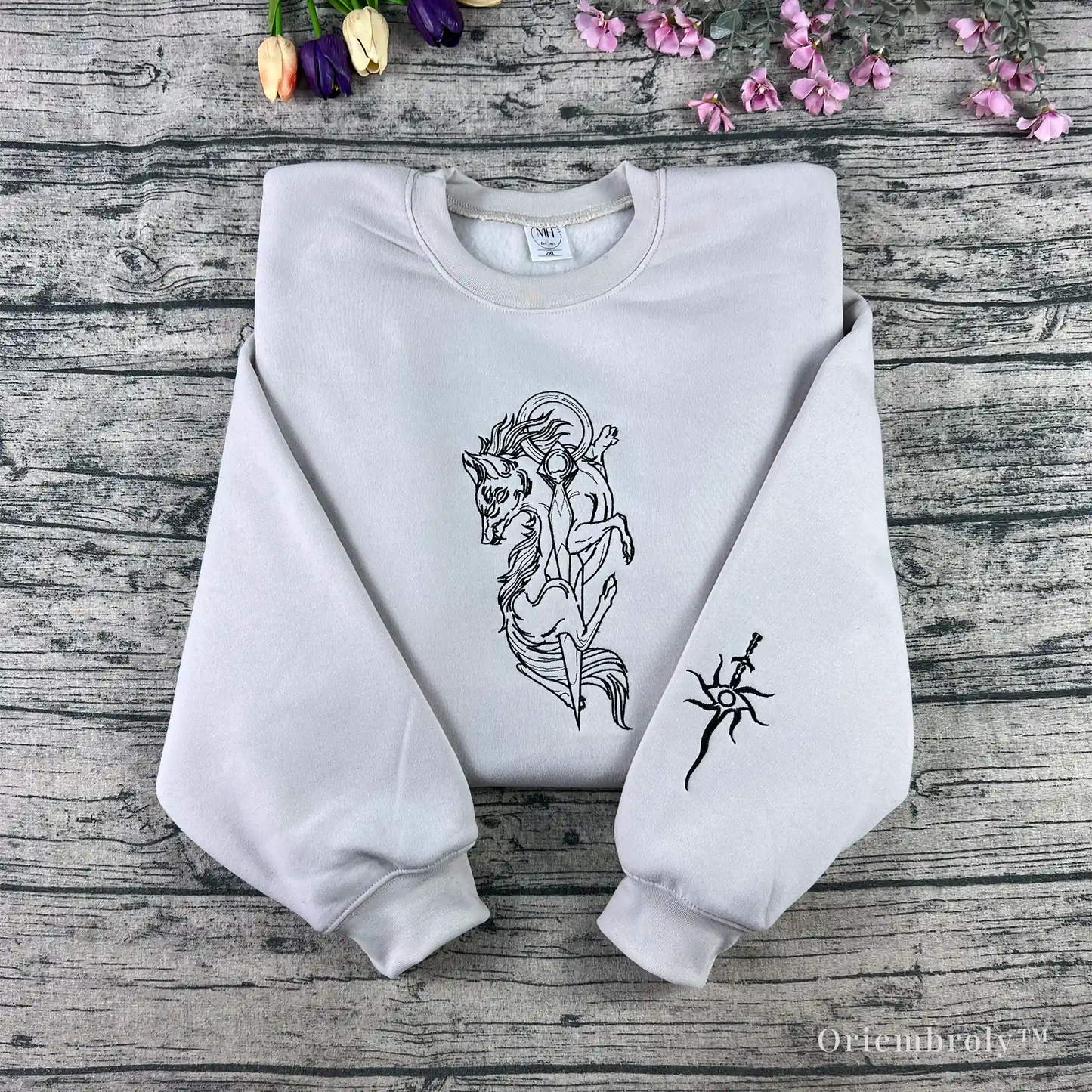 Dread wolf inspired embroidered crewneck sweatshirt thumnail