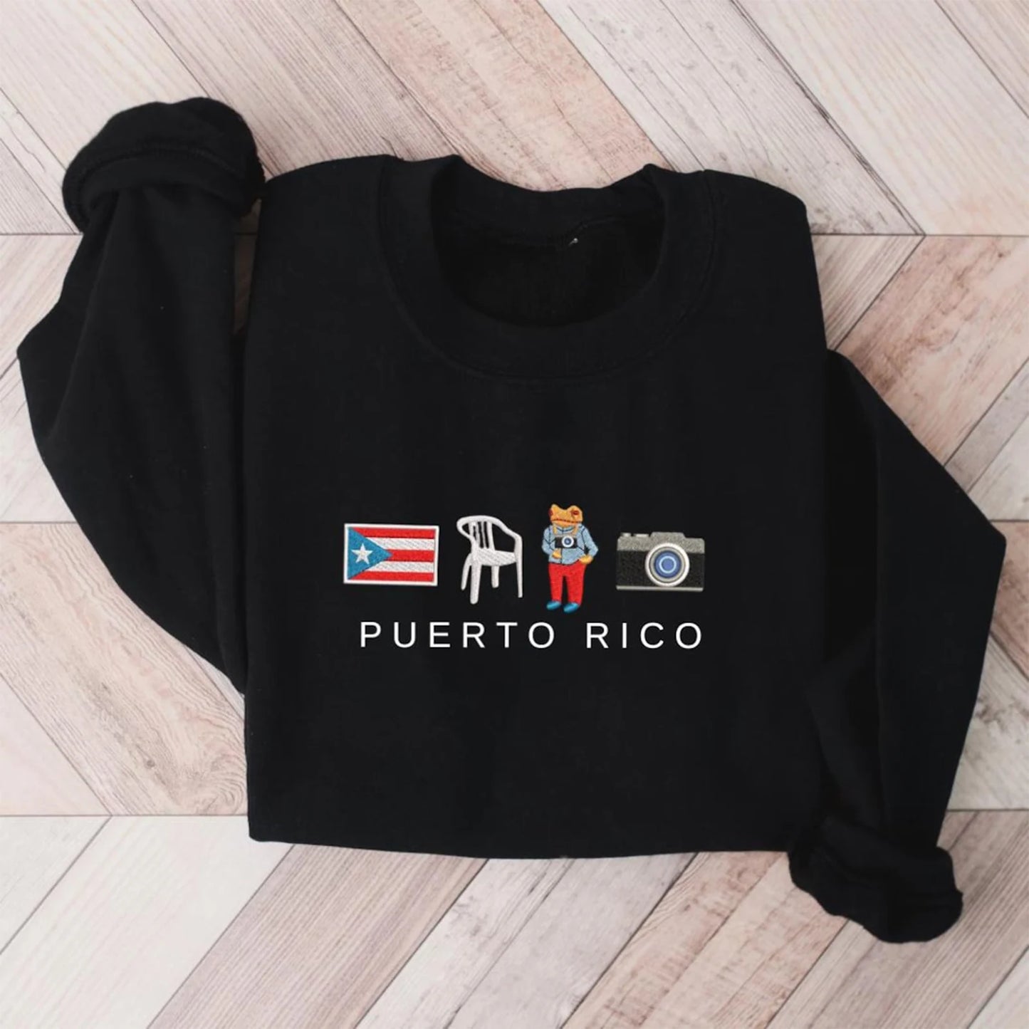 DTMF Puerto Rico embroidered crewneck inspired by Bad Bunny, custom embroidery sweatshirt for adults.