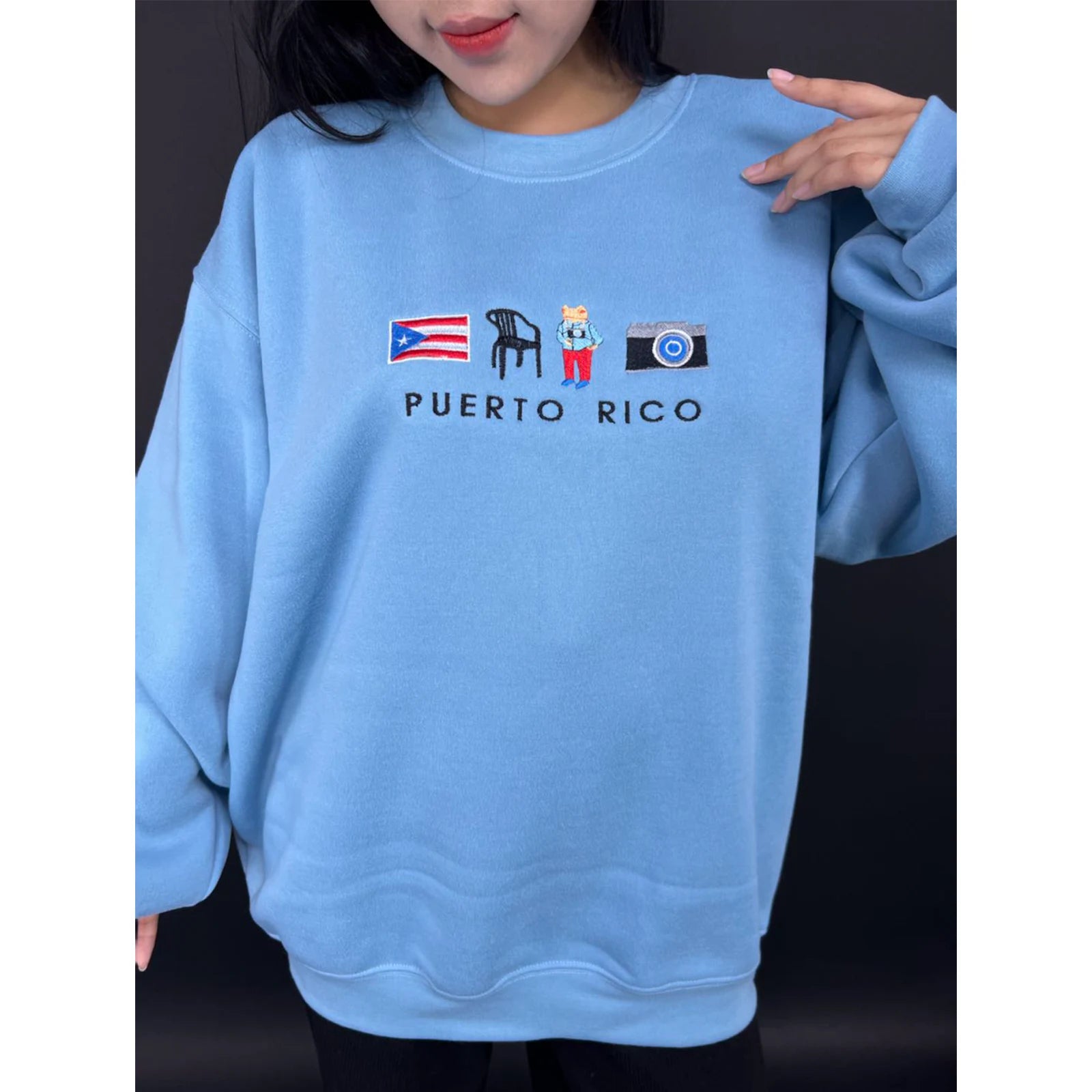 DTMF Puerto Rico embroidered crewneck inspired by Bad Bunny, custom embroidery sweatshirt for adults.