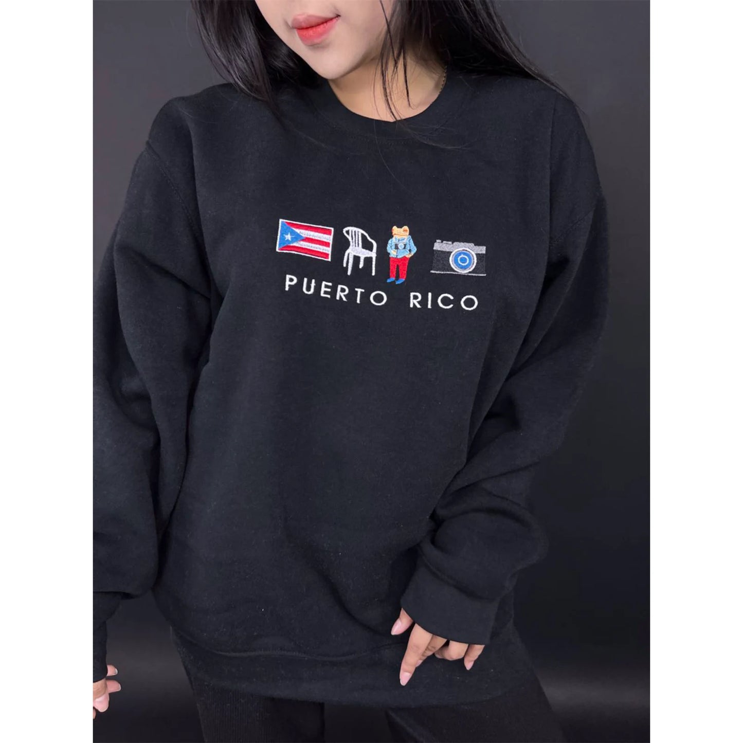 DTMF Puerto Rico embroidered crewneck inspired by Bad Bunny, custom embroidery sweatshirt for adults.