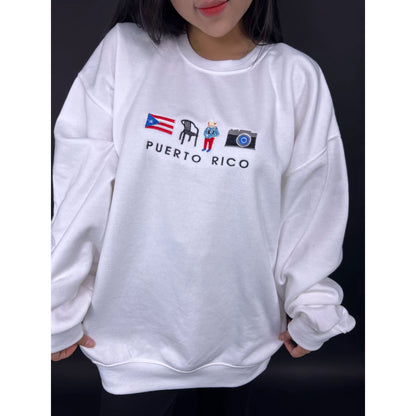 DTMF Puerto Rico embroidered crewneck inspired by Bad Bunny, custom embroidery sweatshirt for adults.