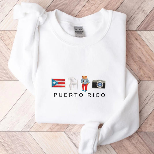 DTMF Puerto Rico embroidered crewneck inspired by Bad Bunny, custom embroidery sweatshirt for adults.