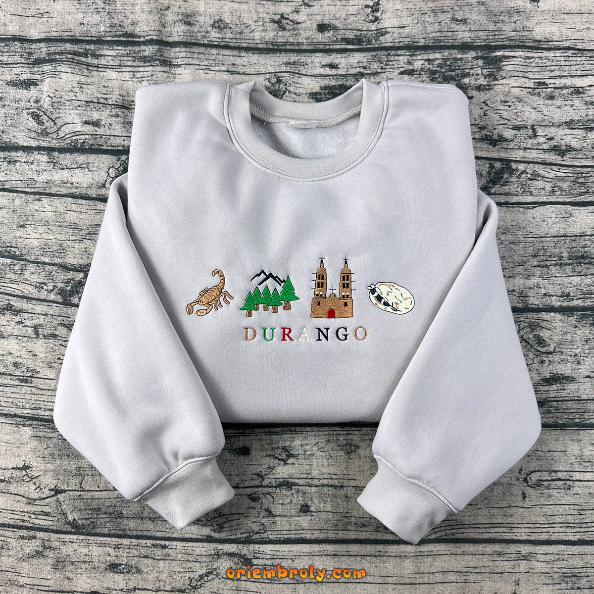Durango Mexico embroidered crewneck sweatshirt with chest icons
