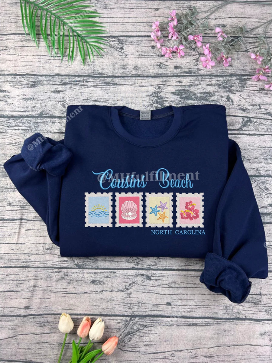 Coastal Aesthetic Summer Vibes Shirt with Embroidery