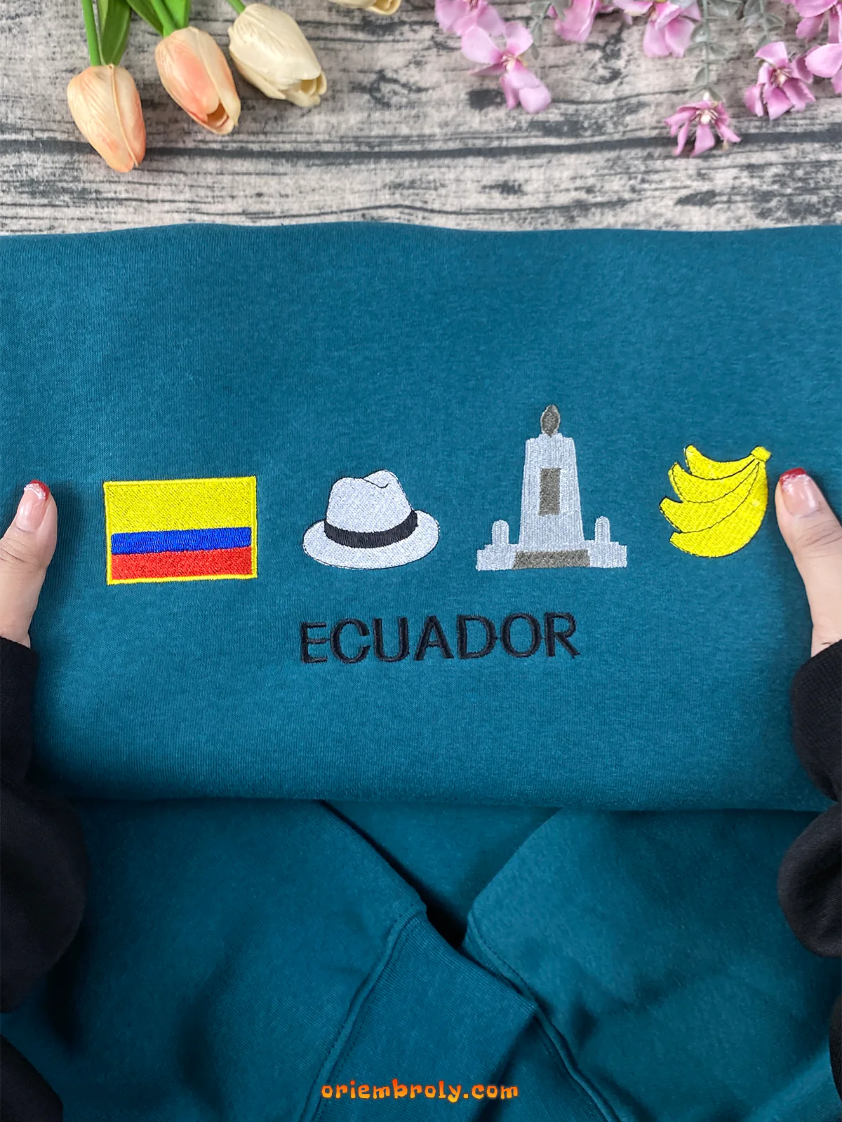 Authentic Ecuador souvenir hoodie with national symbols