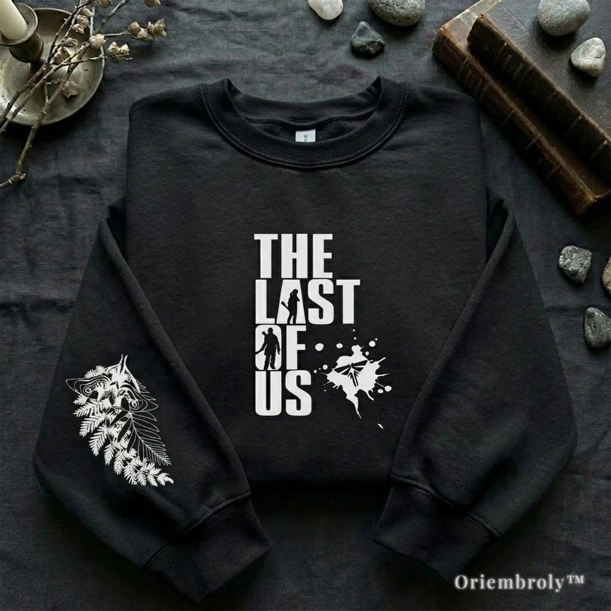 Ellie tattoo embroidered sweatshirt with fern and moth design