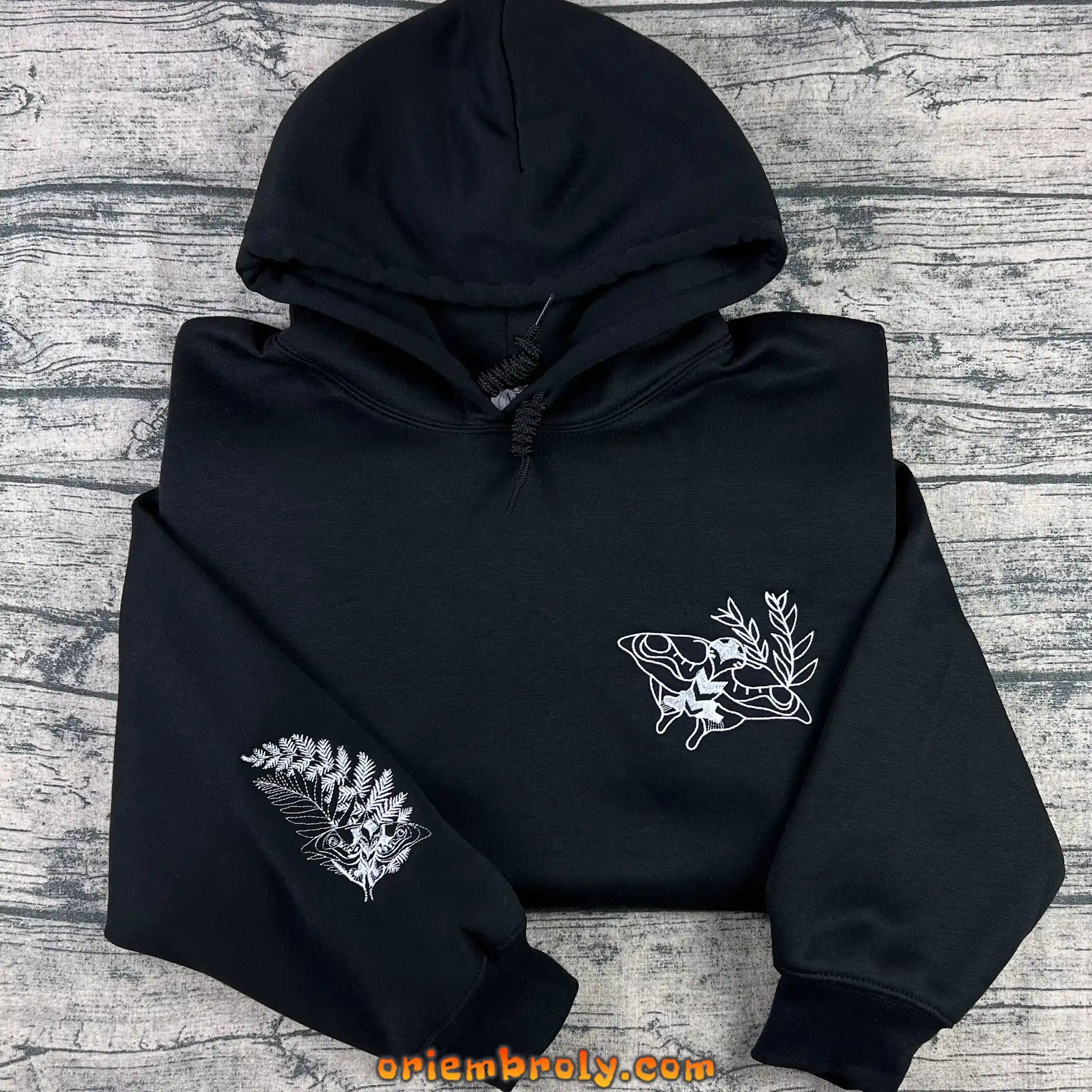 Ellie's Tattoo Moth & Fern Embroidered Hoodie