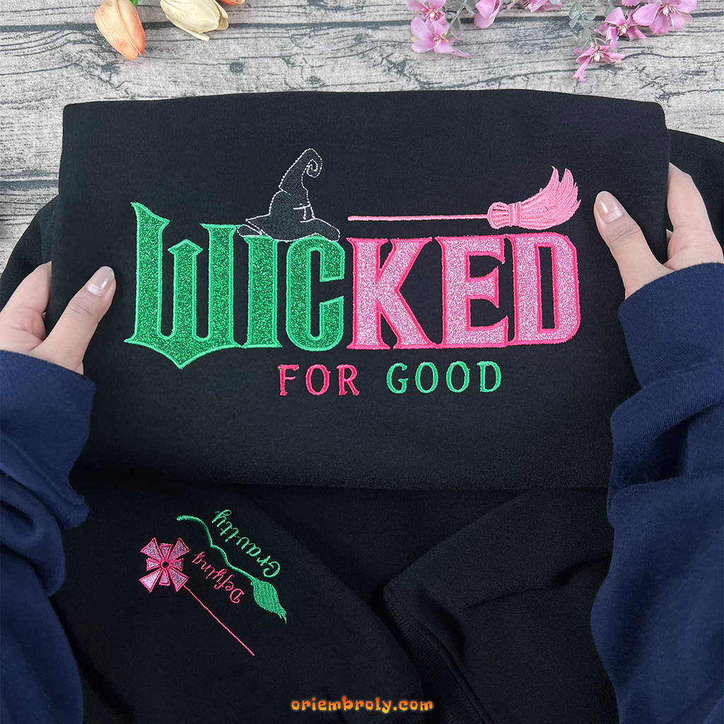 Halloween Wicked sweatshirt with glitter embroidery