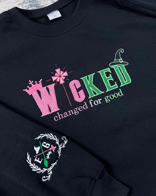 Elphaba and Glinda Wicked embroidered sweatshirt, perfect fan gift