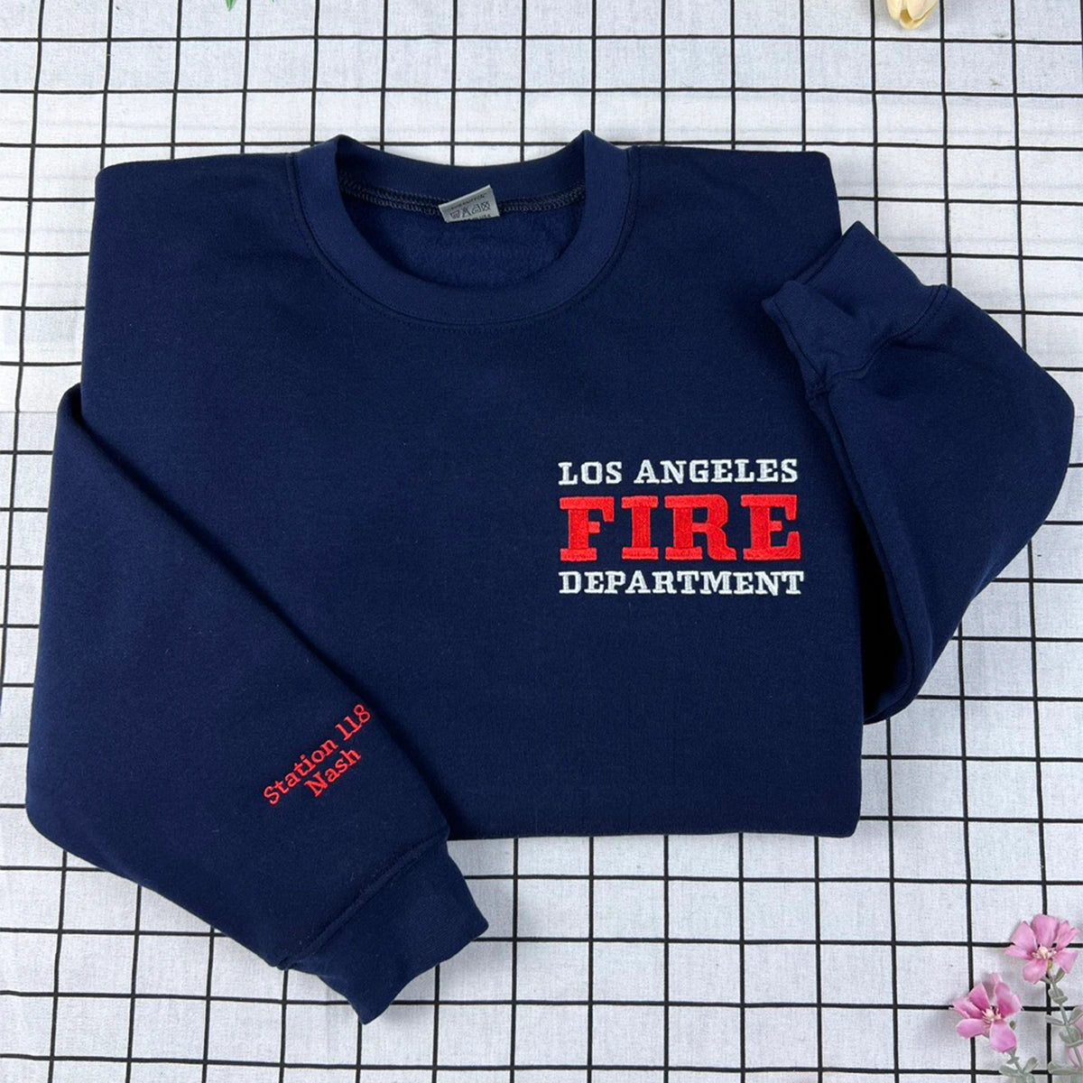Embroidered 9-1-1 TV Show LAFD Sweatshirt | Funny Meme Crewneck | Firefighter Gift