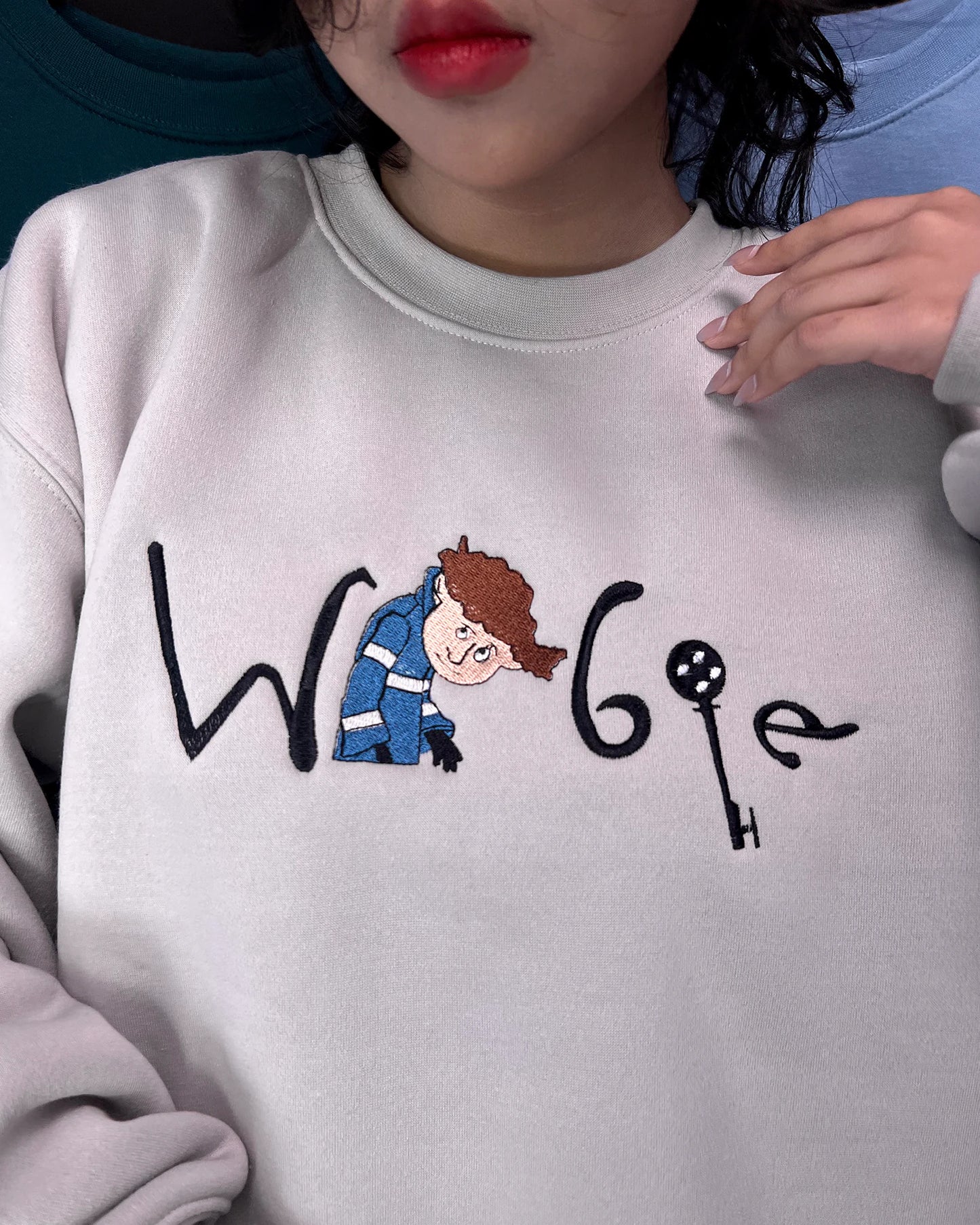 Embroidered Coraline and Wybie sweatshirt, anniversary gift for boyfriend or girlfriend