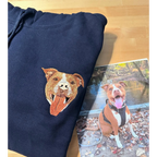 Embroidered custom dog sweatshirt with personalized pet portrait