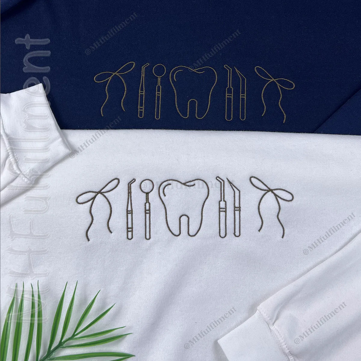 Embroidered dental icons crewneck