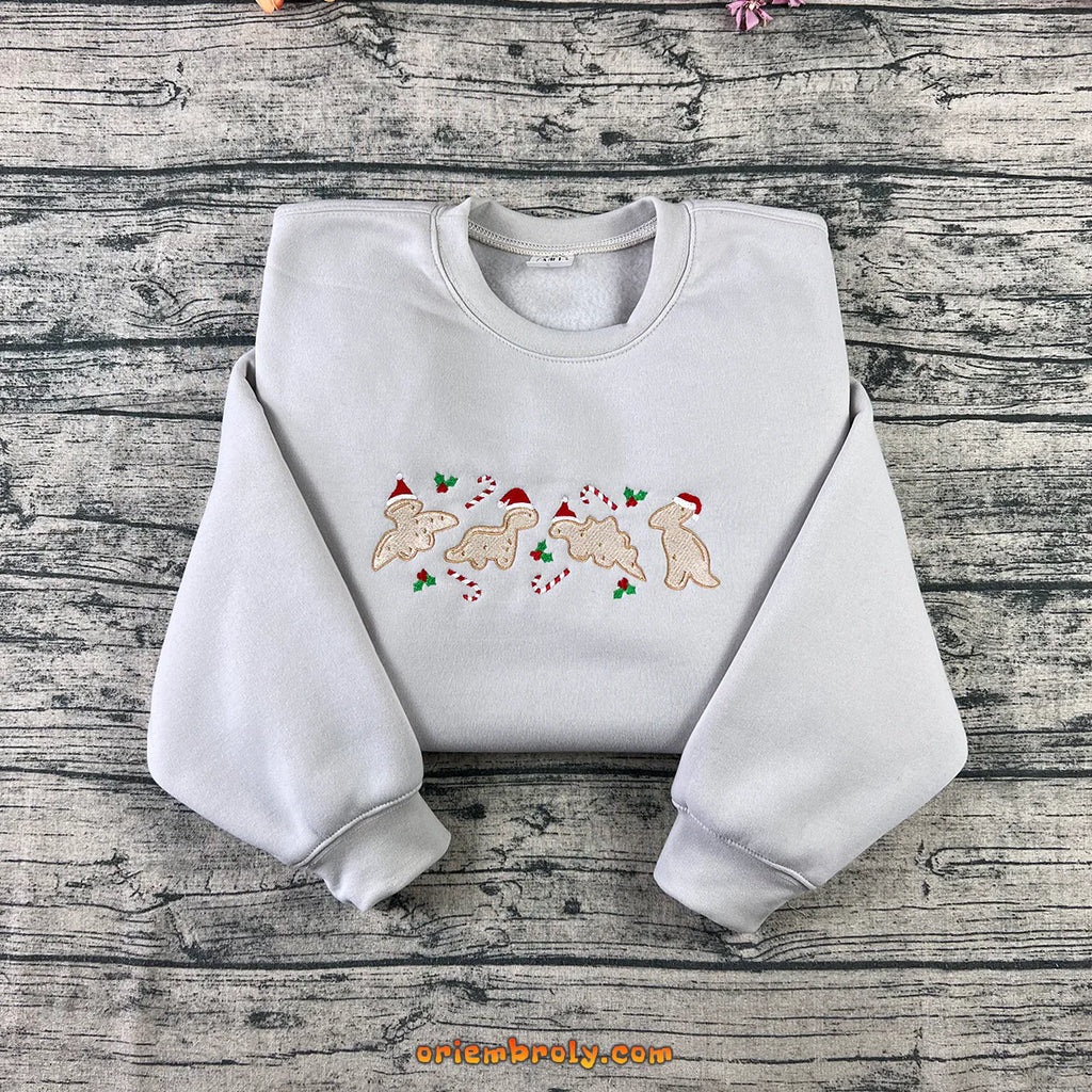 Cute holiday dino cookie crewneck gingerbread design