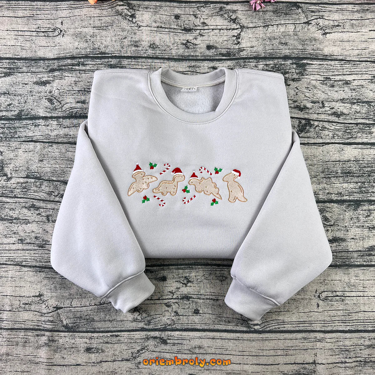 Cute holiday dino cookie crewneck gingerbread design