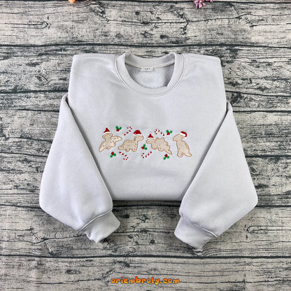Cute holiday dino cookie crewneck gingerbread design