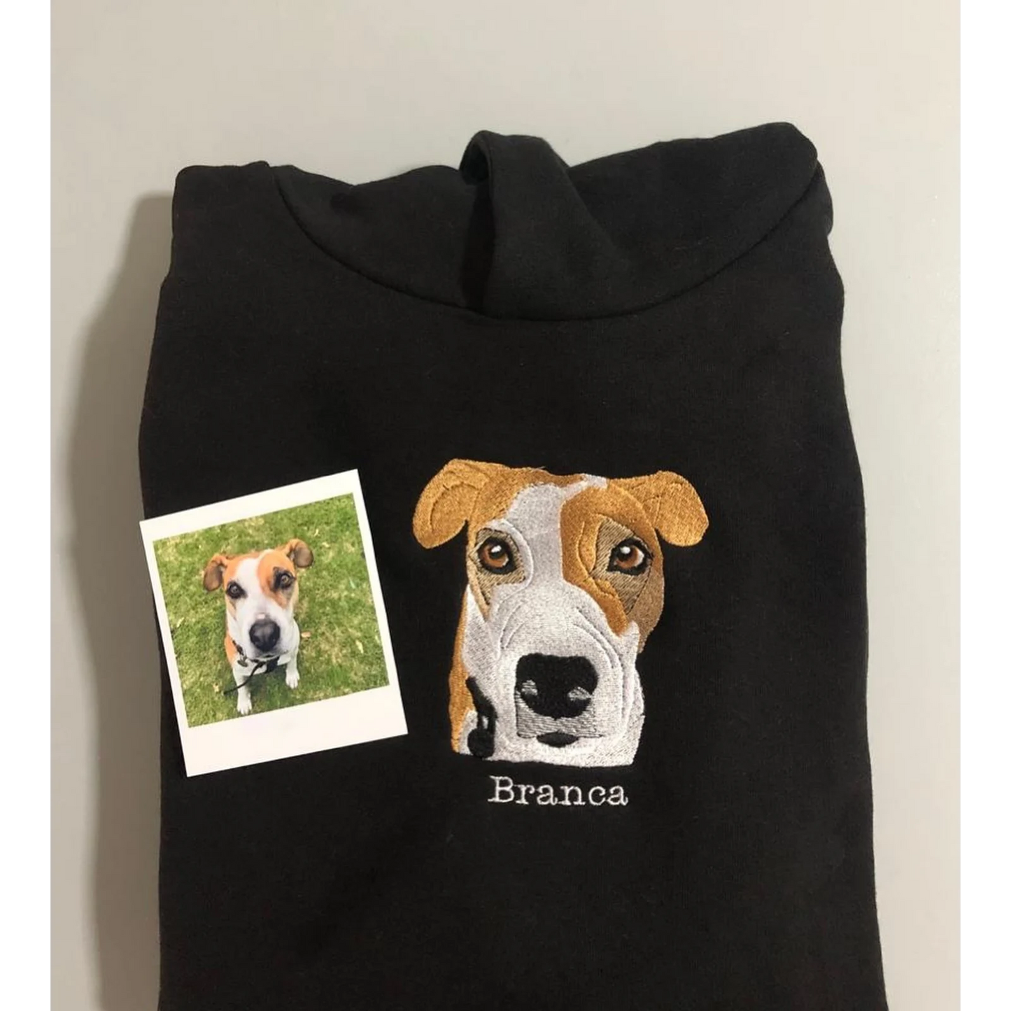 Embroidered dog hoodie with custom pet face design