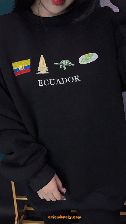 Ecuador travel symbols pullover hoodie