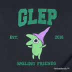 close up satin stitch green character embroidery hoodie