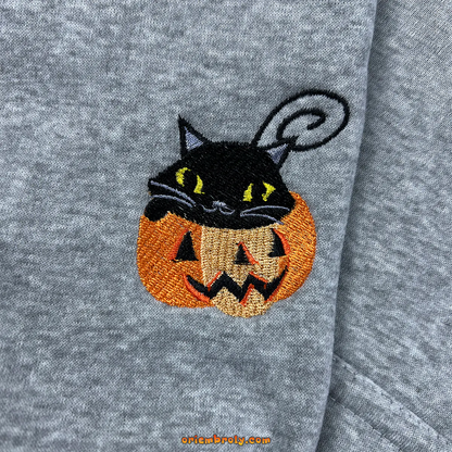 Pumpkin and crow cozy autumn embroidery shirt