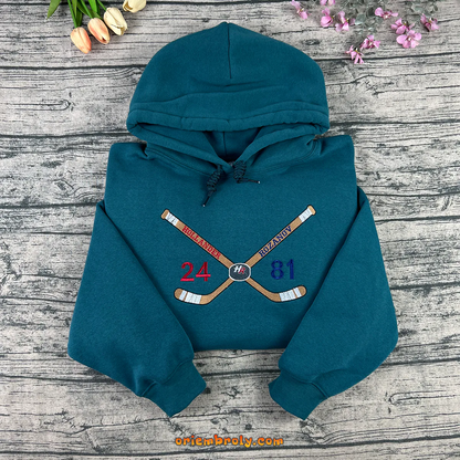Embroidered hockey fan crewneck sweatshirt