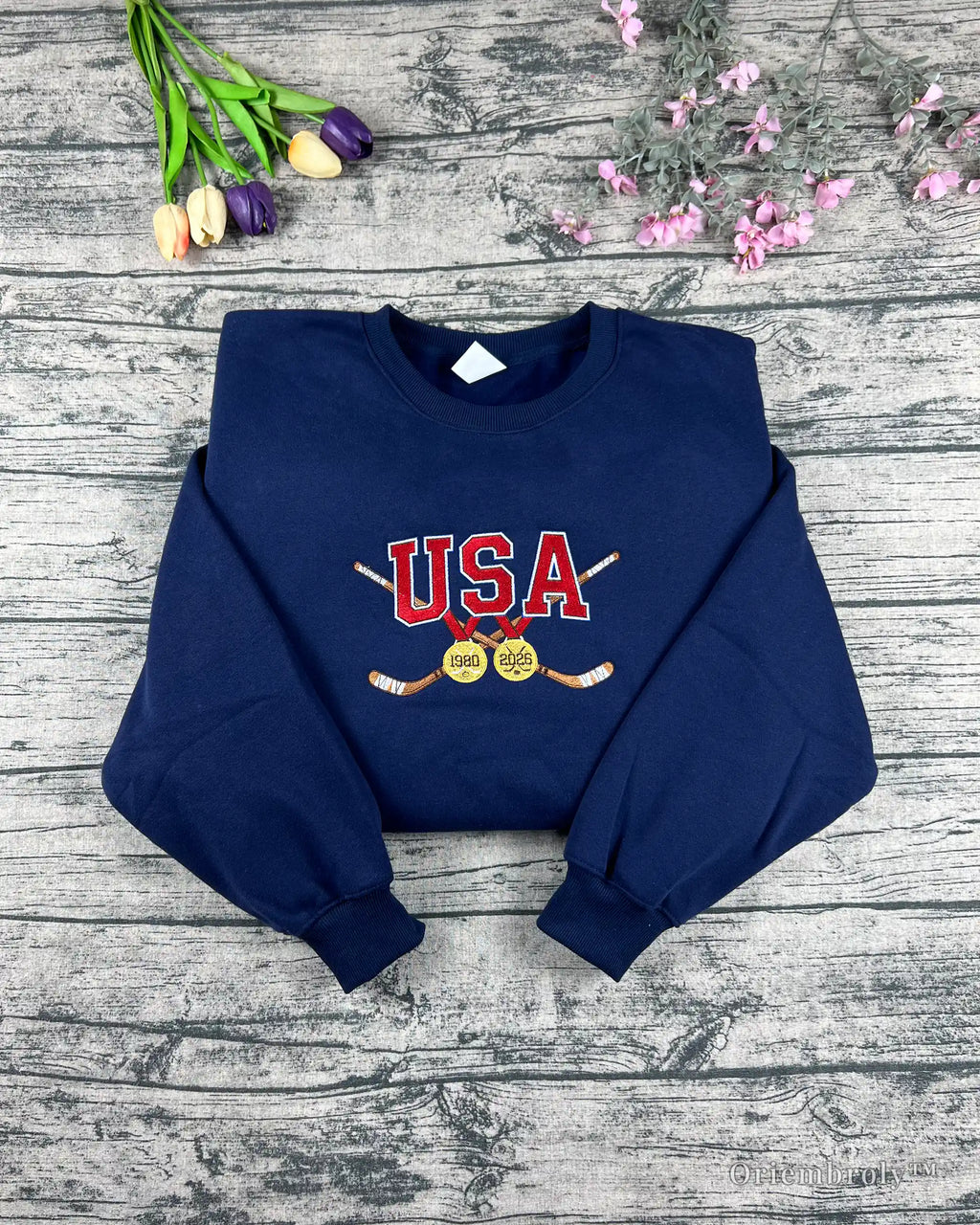 heavyweight cotton hoodie fabric embroidered hockey design