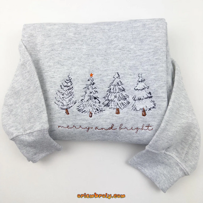 Christmas tree holiday crewneck with embroidery