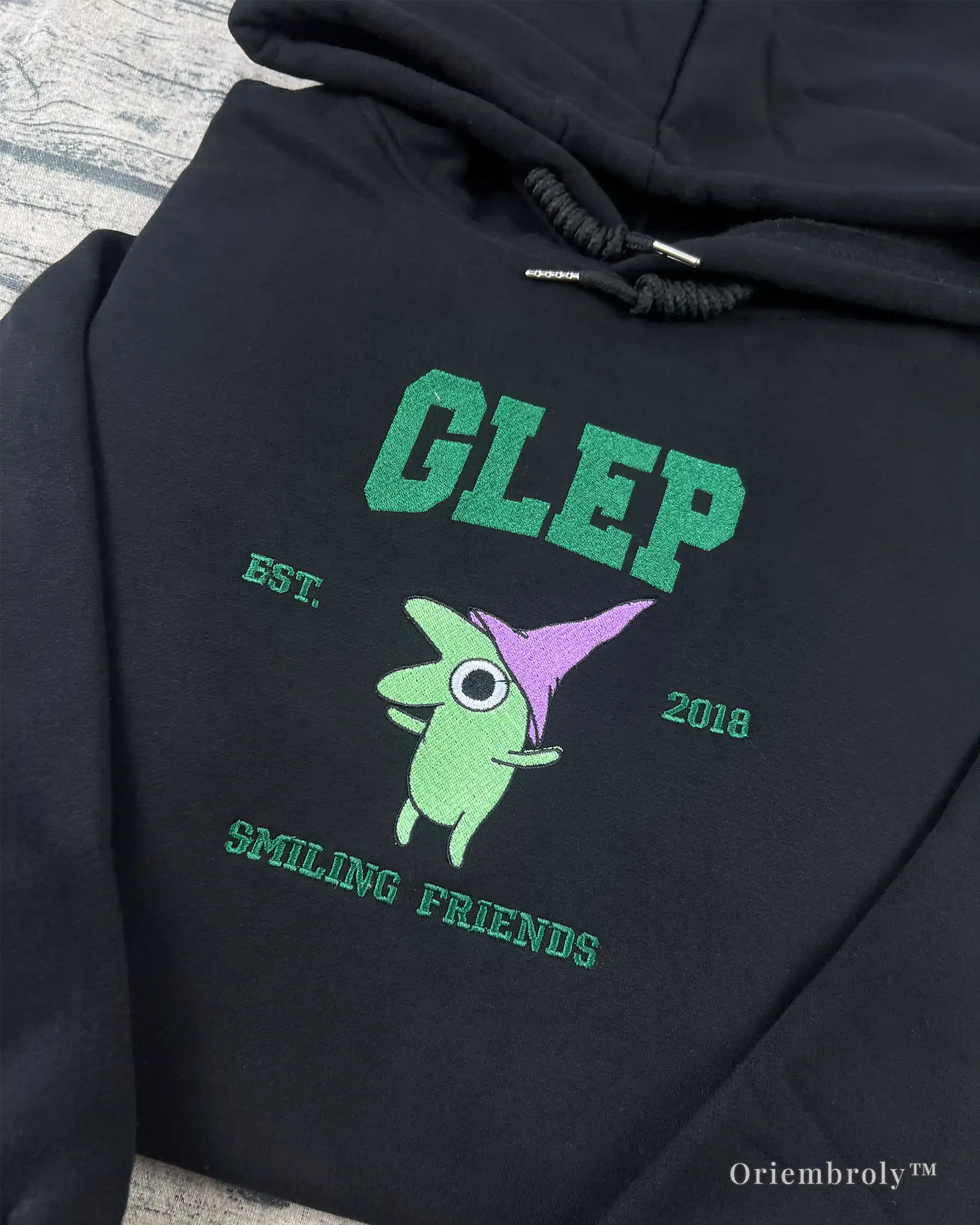 heavyweight embroidered hoodie fabric detail