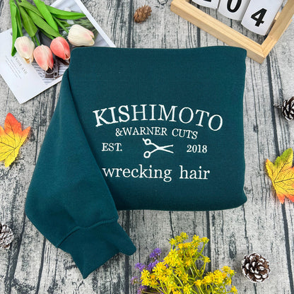 Embroidered Kishimoto & Warner Crewneck | Shatter Me Sweatshirt | Aaron Warner Hoodie