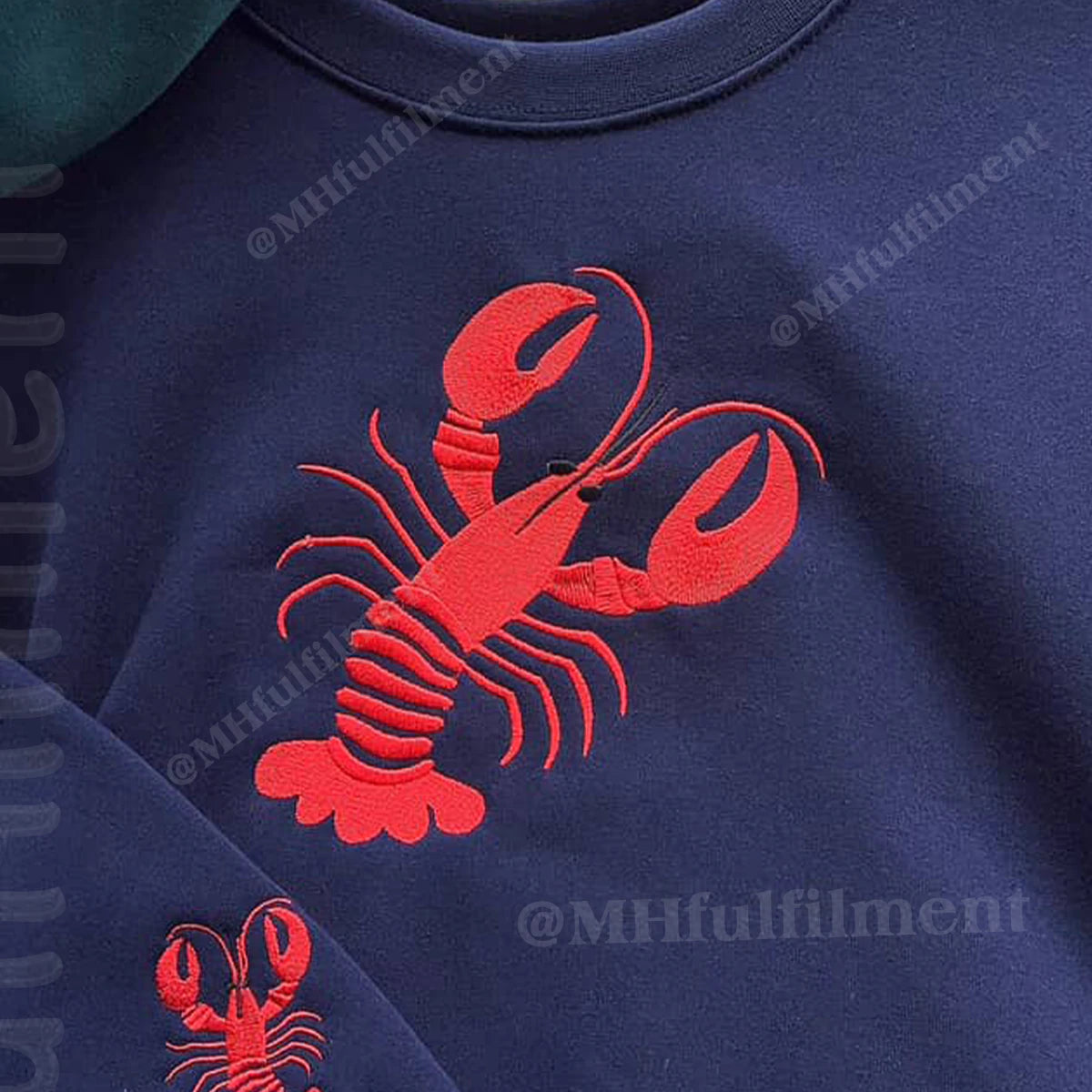 Nautical oceancore style crewneck with red lobster design