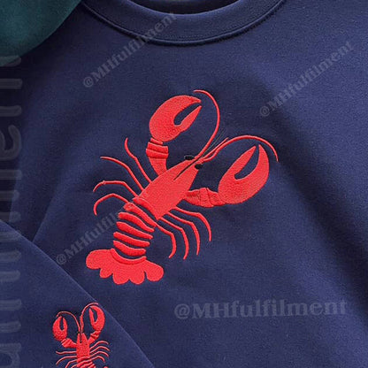 Nautical oceancore style crewneck with red lobster design