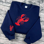 Embroidered lobster on cozy fisherman aesthetic sweatshirt