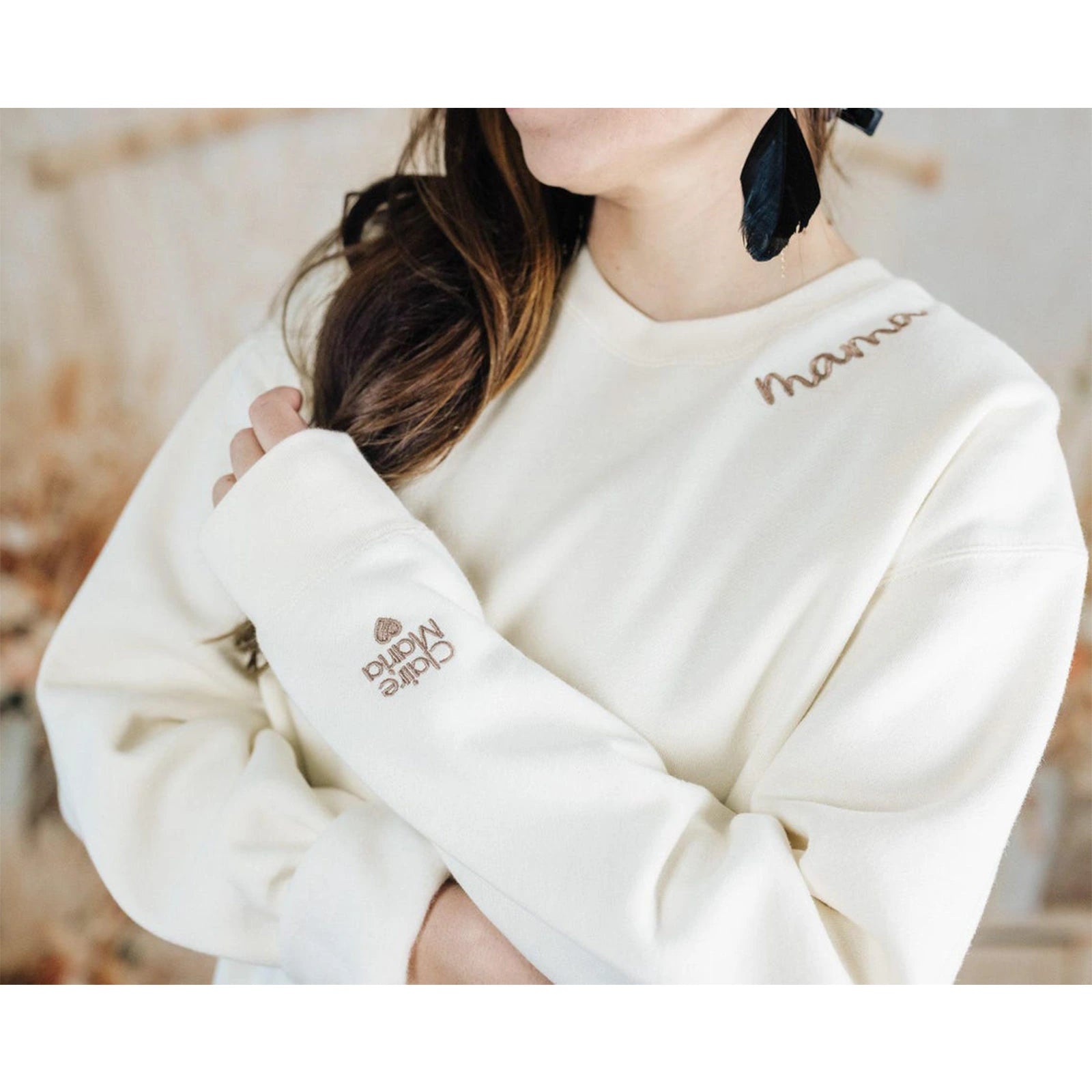 Back view of the Embroidered Mom Sweatshirt with Kids’ Names