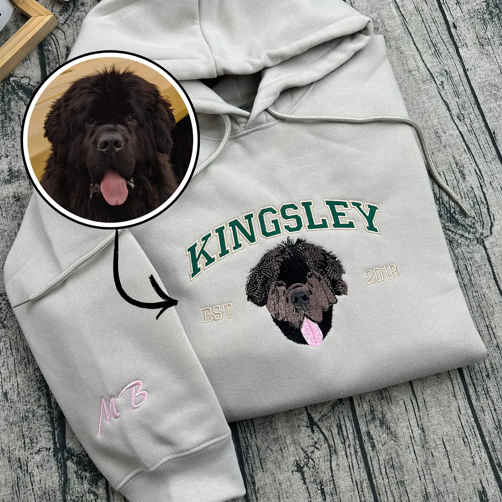 Embroidered Pet Portrait Hoodie - ORI258888 | Custom Dog & Cat Sweatshirt