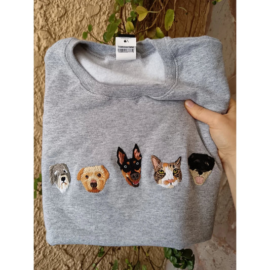 Embroidered pet sweater with custom dog or cat design