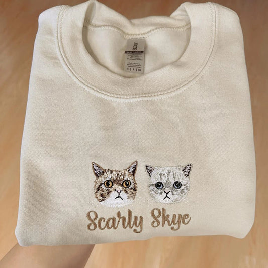 Embroidered pet sweatshirt with custom dog or cat portrait