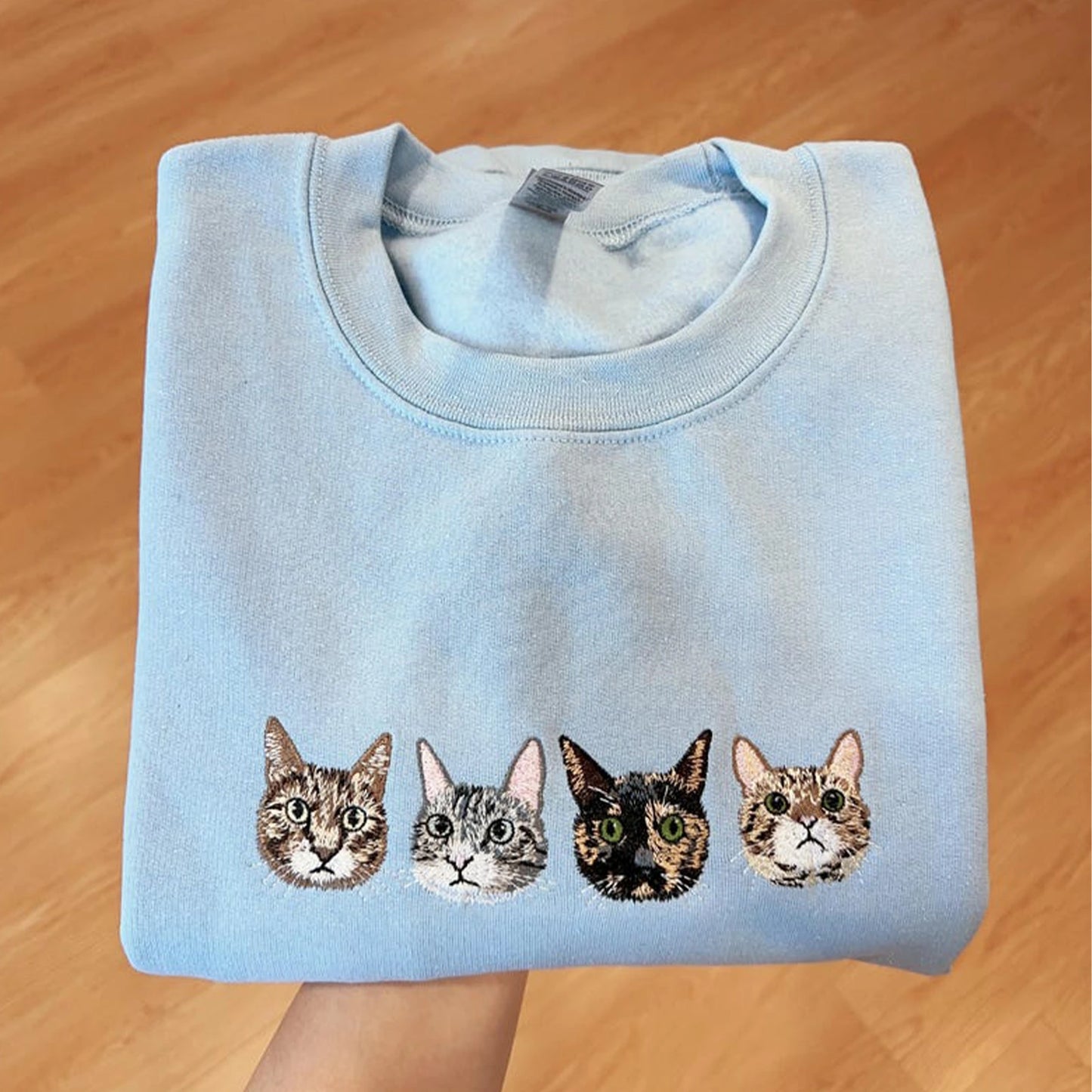 Embroidered pet sweatshirt with custom dog or cat portrait