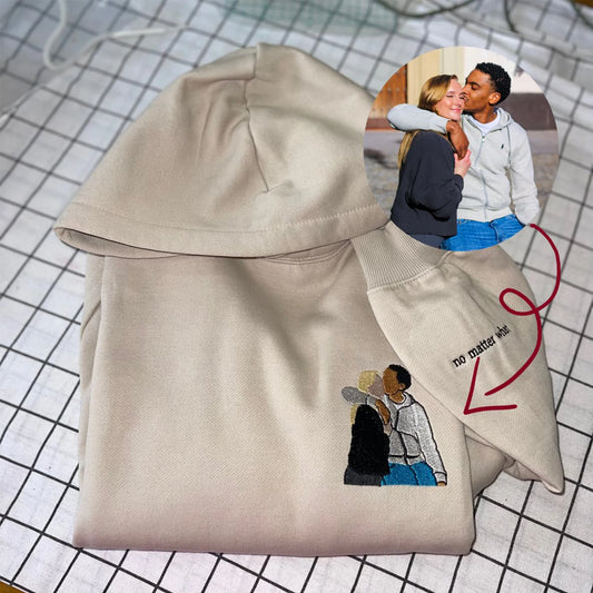 Custom embroidered picture hoodie with a unique personalized design