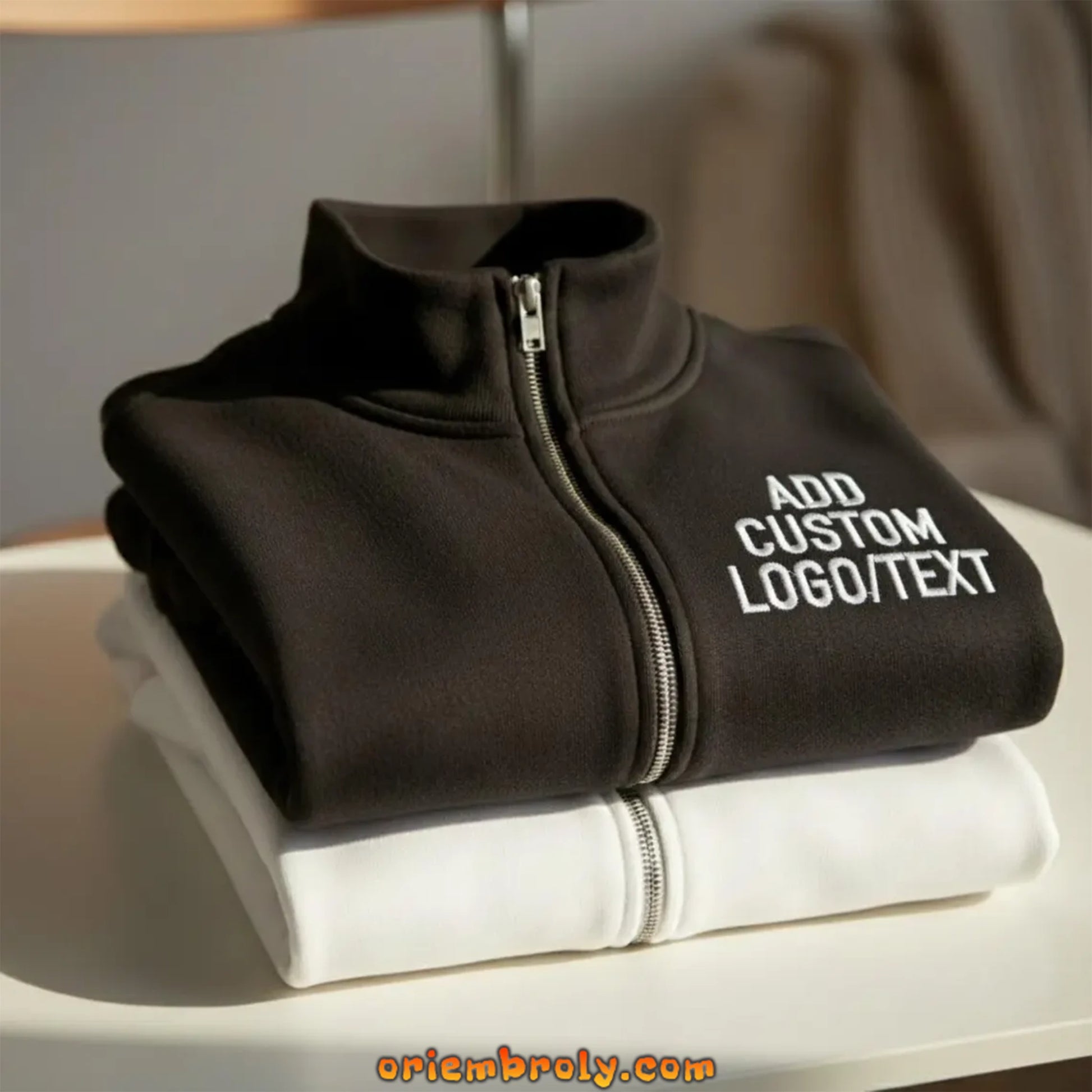 Personalized quarter zip embroidered sweatshirt