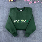 embroidered shamrock meadow crewneck st patricks day sweatshirt