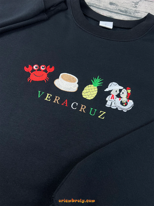 Mexican souvenir crewneck with Veracruz embroidery