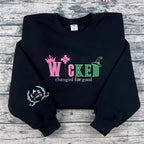 Embroidered Wicked sweatshirt featuring Defying Gravity inspired design