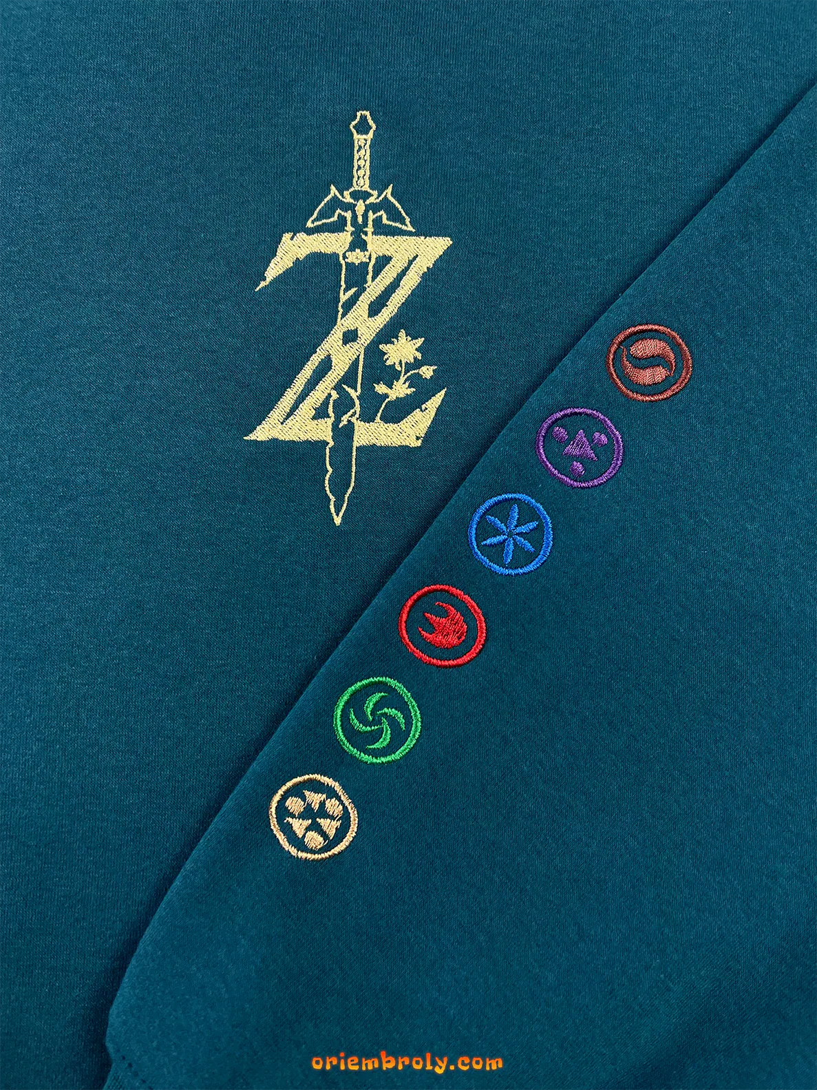 Embroidered hoodie featuring iconic Zelda universe design