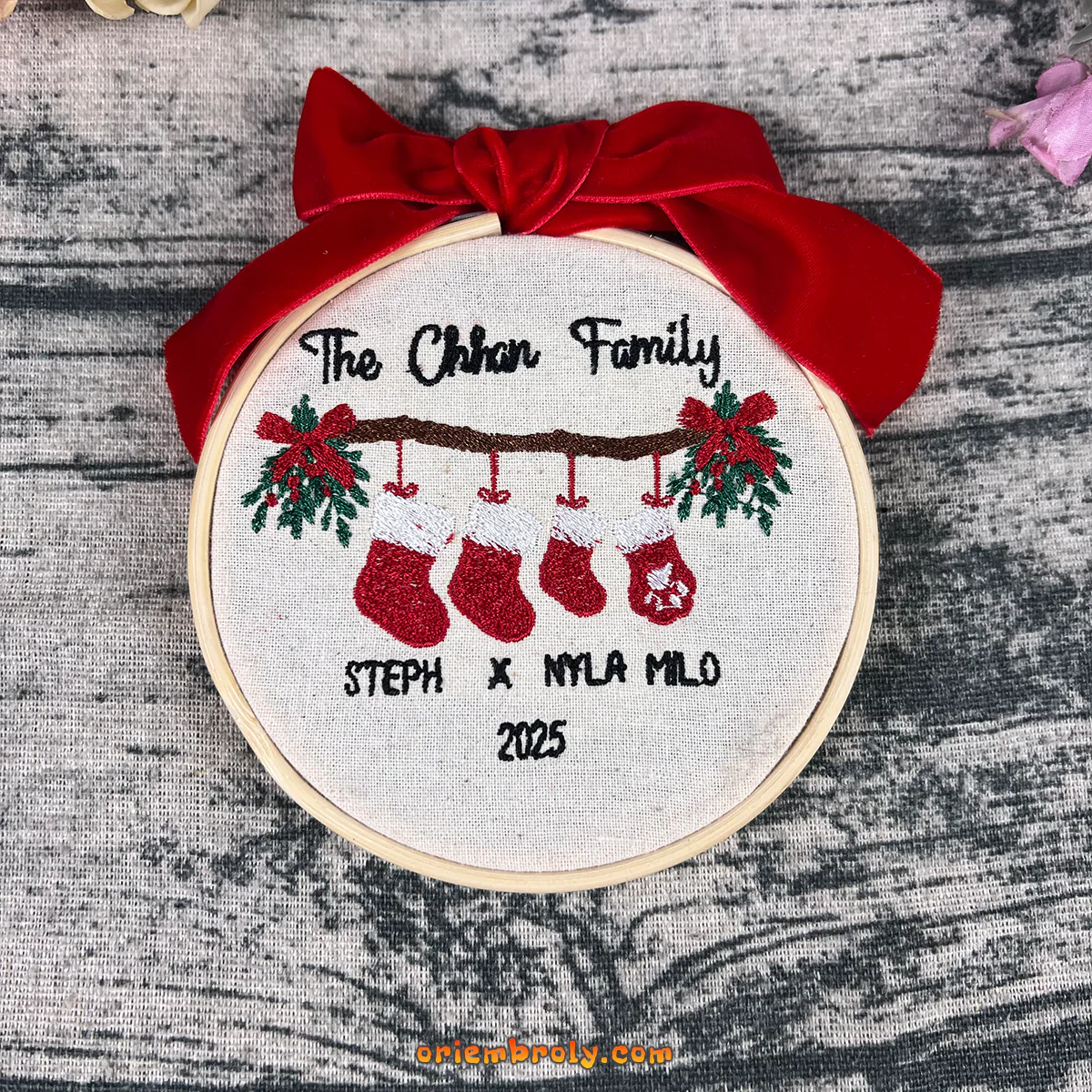 Family Christmas Embroidery Ornament